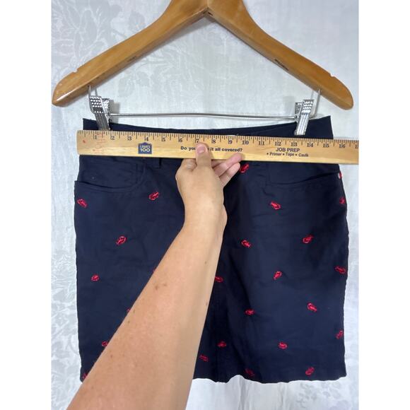 Croft Barrow VTG Skort 6 Navy Blue Red Embroidered Lobsters Shorts Skirt Stretch - Picture 6 of 10